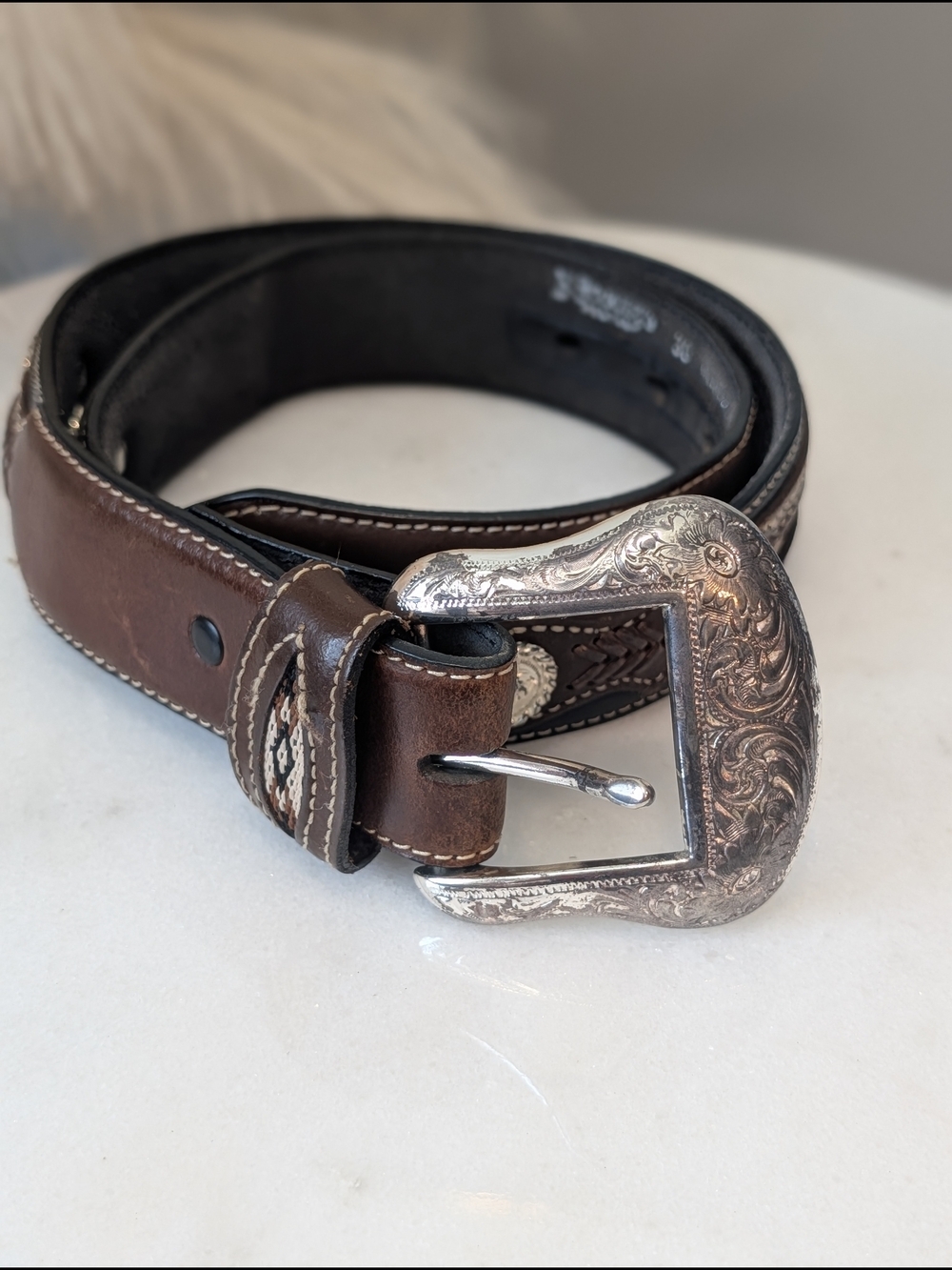 Nocona Brown Leather Western Accent Belt with Conchos